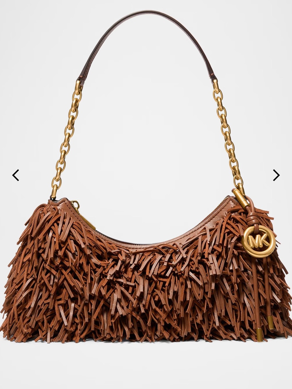 MICHAEL Michael Kors Nikita Fringe Shoulder Bag with Gold Hardware NWT